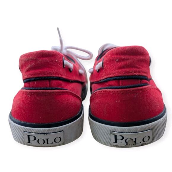 Polo Ralph Lauren Boat Sneakers Size 9.5D Red Lander Canvas - Picture 4 of 8